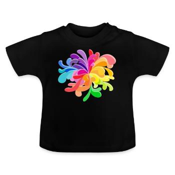 Taches de couleur pulvérisateur couleur éclaboussures taches de couleur - T-shirt bio col rond Bébé - noir - Devant
