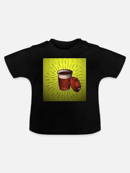 Kaffee - Baby Bio-T-Shirt mit Rundhals - Schwarz