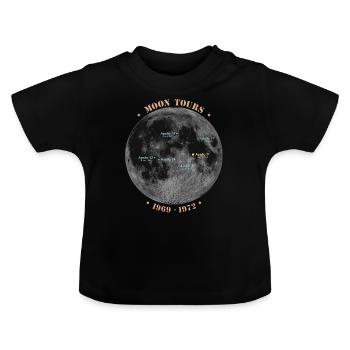 Moon Tours - Mondlandungen Apollo 1969-1972 - Baby Bio-T-Shirt mit Rundhals - Schwarz - Vorne