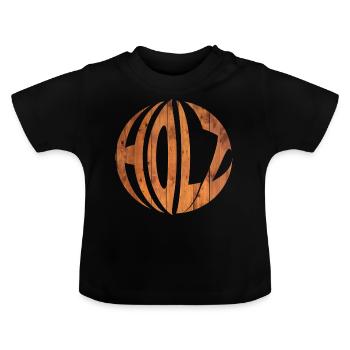 Holz Kugel Holzkugel - Baby Bio-T-Shirt mit Rundhals - Schwarz - Vorne