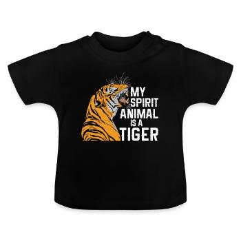 Tiger ist mein Spirit Tier - Baby Bio-T-Shirt mit Rundhals - Schwarz - Vorne