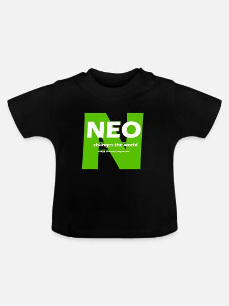 Neo changes the world - Baby Bio-T-Shirt mit Rundhals - Schwarz