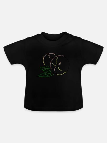 Pfirsich - Baby Bio-T-Shirt mit Rundhals - Schwarz