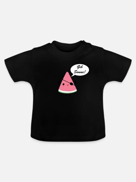 Melone Pirat Sonne - Baby Bio-T-Shirt mit Rundhals - Schwarz