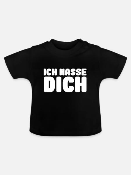 ich hasse dich - Baby Bio-T-Shirt mit Rundhals - Schwarz