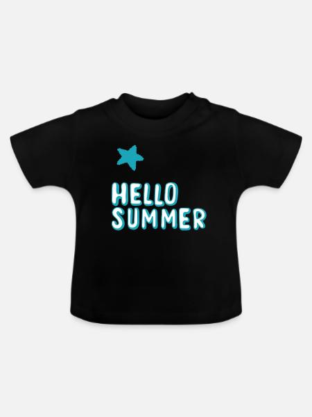 Hello Summer - Baby Bio-T-Shirt mit Rundhals - Schwarz