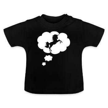 Unicorn in thought bubble - Baby Organic T-Shirt with Round Neck - black - Front