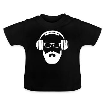 Hipster - Headphones - Baby Organic T-Shirt with Round Neck - black - Front