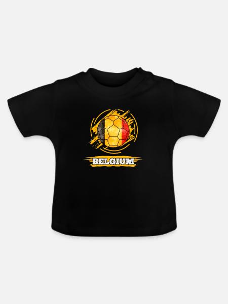 Football Belgique Soccer Belgium Football - T-shirt bio col rond Bébé - noir