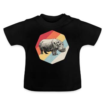 Hippopotame Hippopotame Hippopotame Cadeau Hippopotame - T-shirt bio col rond Bébé - noir - Devant