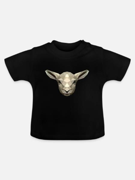 Lamm/Schaf im Poly Design - Baby Bio-T-Shirt mit Rundhals - Schwarz