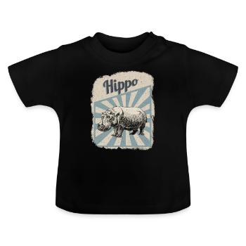 Hippopotame Hippopotames Hippopotame Hippopotame - T-shirt bio col rond Bébé - noir - Devant