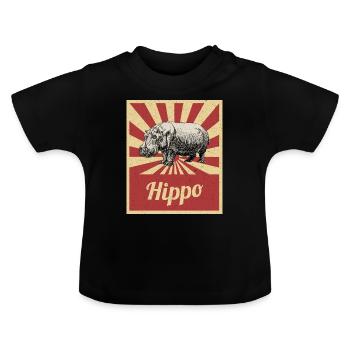 Hippopotame Hippopotames Hippopotame Hippopotame - T-shirt bio col rond Bébé - noir - Devant