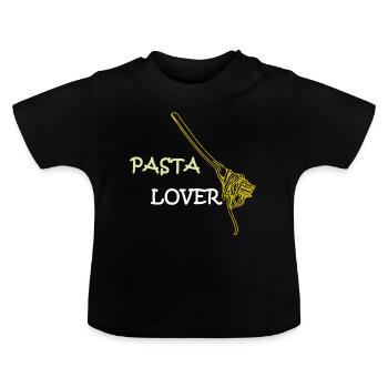 pasta lover, pasta, pasta, love, food - Baby Organic T-Shirt with Round Neck - black - Front