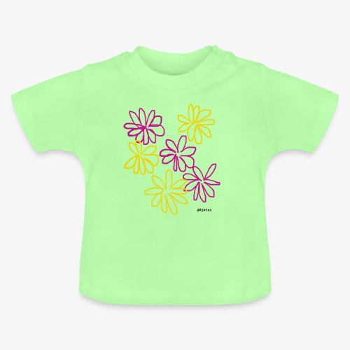 Kukat - Vauvan luomu-t-paita, jossa pyöreä pääntie