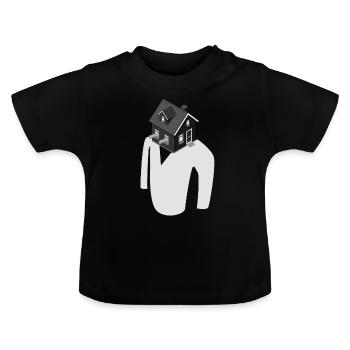 Observation house building gift - Baby Organic T-Shirt with Round Neck - black - Front