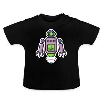 Roboter - Baby Bio-T-Shirt mit Rundhals - Schwarz - Vorne
