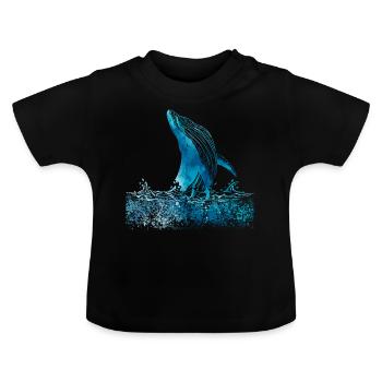 watercolor whale - Baby Bio-T-Shirt mit Rundhals - Schwarz - Vorne