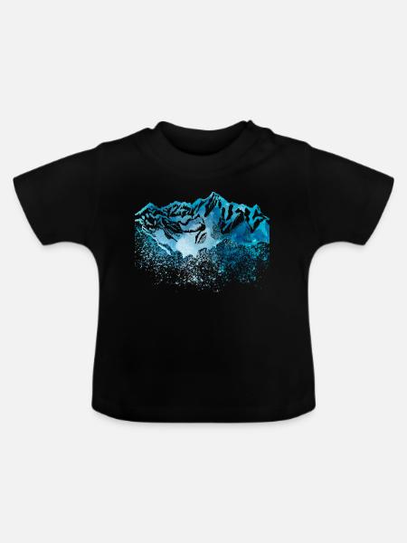 montagnes aquarelles - T-shirt bio col rond Bébé - noir