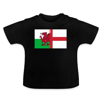 England und Wales englische walisische Flagge - Baby Bio-T-Shirt mit Rundhals - Schwarz - Vorne
