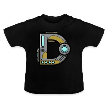 Letter D Gift Name Robot Technique Nerd - Baby Organic T-Shirt with Round Neck - black - Front