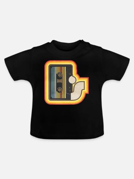 70's Kassette - Baby Bio-T-Shirt mit Rundhals - Schwarz