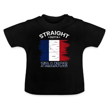 France flag gift french frenchman - Baby Organic T-Shirt with Round Neck - black - Front