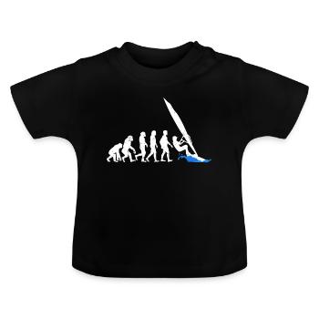 Evolution of Wind Surfing Evolution - Baby Organic T-Shirt with Round Neck - black - Front