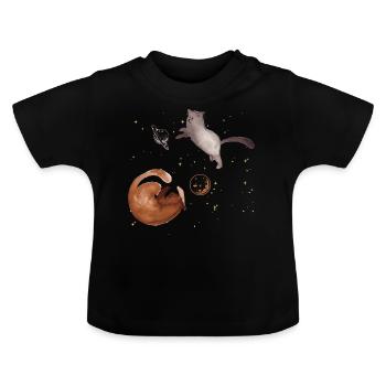Katze Kosmos Planeten Universum - Baby Bio-T-Shirt mit Rundhals - Schwarz - Vorne