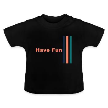 Have Fun Stripes Design - Baby Bio-T-Shirt mit Rundhals - Schwarz - Vorne