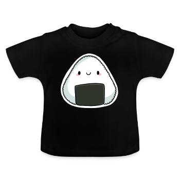 Chibi onigiri - T-shirt bio col rond Bébé - noir - Devant