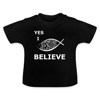 Jésus je crois, cadeau, idée cadeau - T-shirt bio col rond Bébé - noir - Devant
