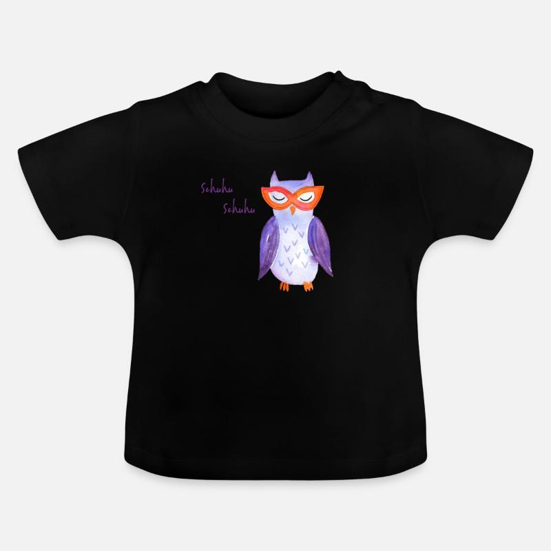 Hibou avec lunettes - T-shirt bio col rond Bébé - noir