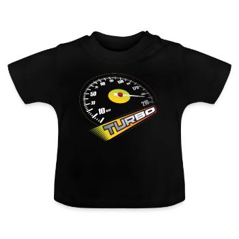 Tacho Turbo - Baby Bio-T-Shirt mit Rundhals - Schwarz - Vorne