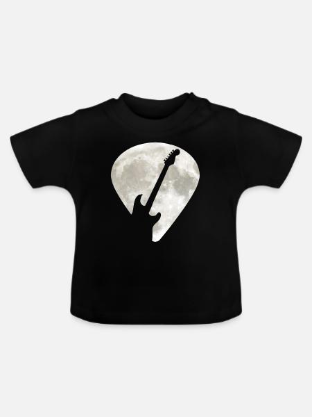 E-Guitar Full Moon Plectrum - Baby biologisch T-shirt met ronde hals - zwart