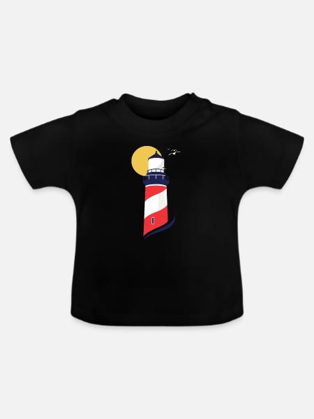 Leuchtturm - Baby Bio-T-Shirt mit Rundhals - Schwarz