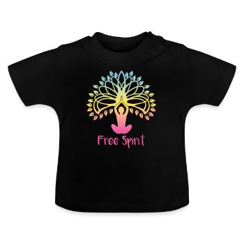 Yoga Spirituality - Baby Organic T-Shirt with Round Neck - black - Front
