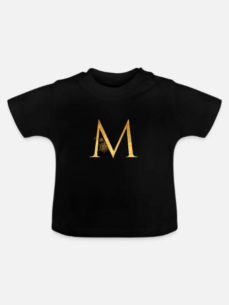 Initial letter M - Baby Organic T-Shirt with Round Neck - black