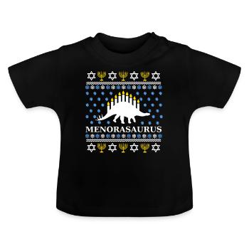 Menorasaurus - Tolle Geschenkidee Juden, Chanuka - Baby Bio-T-Shirt mit Rundhals - Schwarz - Vorne