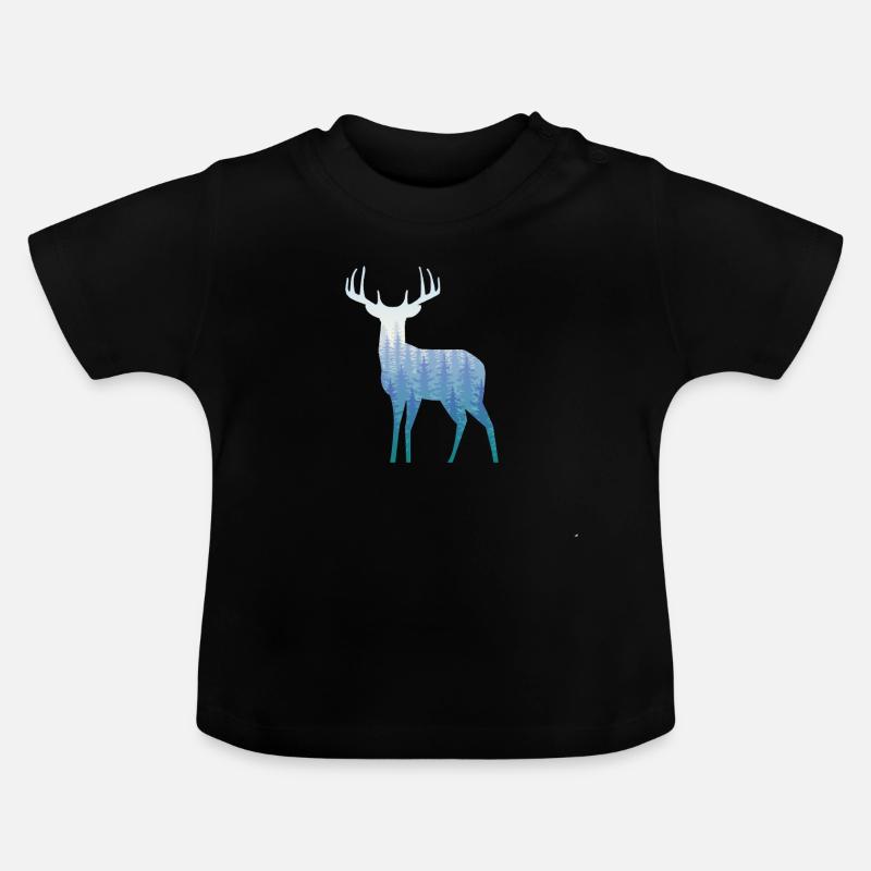 Elch Wald - Baby Bio-T-Shirt mit Rundhals - Schwarz