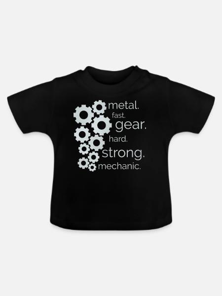 Zahnräder - Baby Bio-T-Shirt mit Rundhals - Schwarz