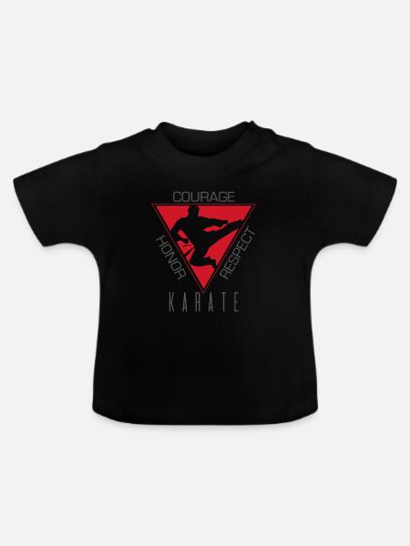 Karate cadeau - Økologisk T-shirt til baby, rund hals - sort