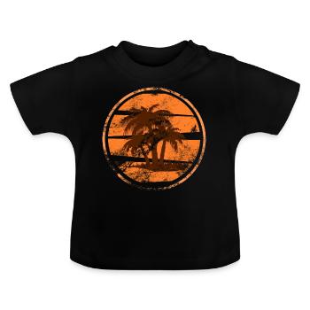 Palmen - Baby Bio-T-Shirt mit Rundhals - Schwarz - Vorne
