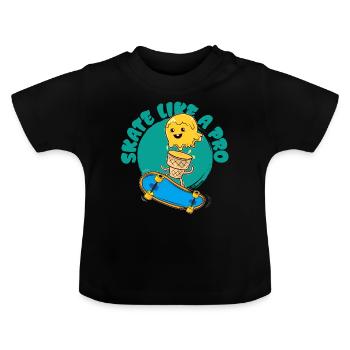 Eis Skateboarder - Baby Bio-T-Shirt mit Rundhals - Schwarz - Vorne
