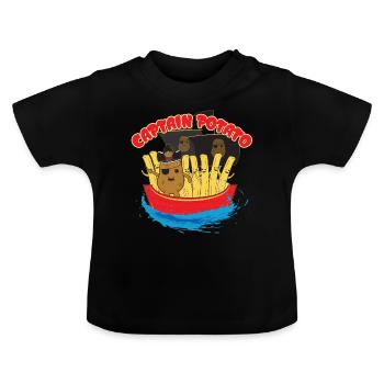 Frites de pirate - T-shirt bio col rond Bébé - noir - Devant