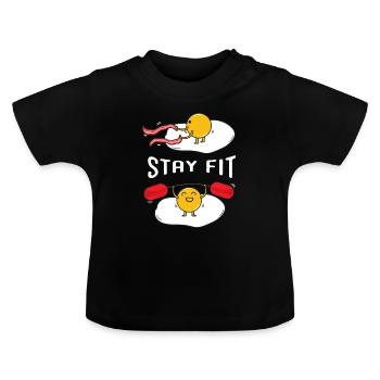 Spiegelei im Fitnessstudio - Baby Bio-T-Shirt mit Rundhals - Schwarz - Vorne