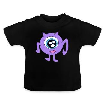 purple monster cyclop - Baby Organic T-Shirt with Round Neck - black - Front