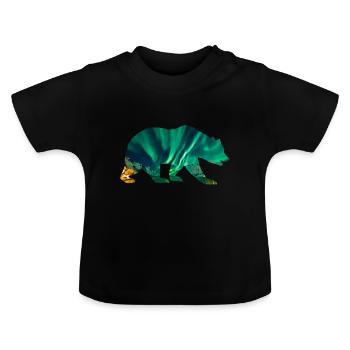 Ours polaire, aurores boréales - T-shirt bio col rond Bébé - noir - Devant