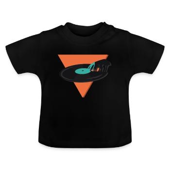 Records pizza - Baby Organic T-Shirt with Round Neck - black - Front