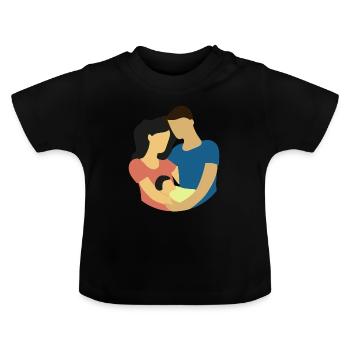 famille - T-shirt bio col rond Bébé - noir - Devant